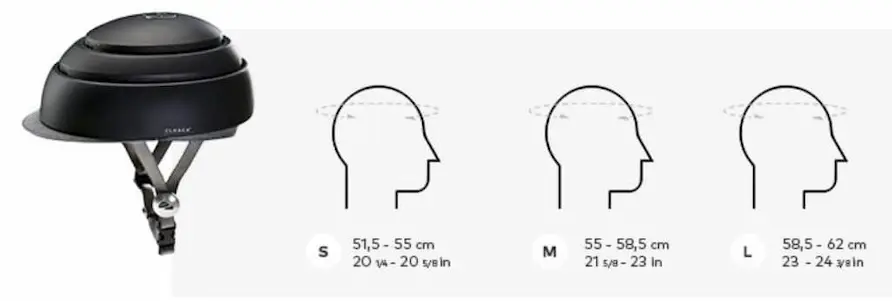 tallas de cascos plegables closca