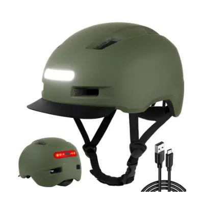 shinmax casco patinete electrico con luz delantera y trasera