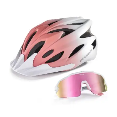 Odoland Casco de Bicicleta carretera con Gafas de Ciclismo