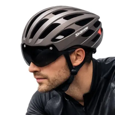shinmax Casco bici carretera con luz trasera
