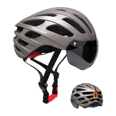 shinmax Casco Bicicleta carretera con Gafas y luz trasera